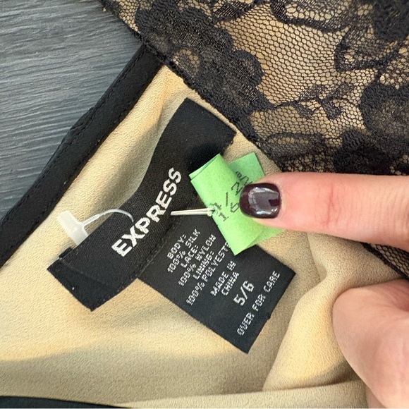 EXPRESS vintage silk bias cut slip dress with lace trim XS/S - Picture 12 of 12